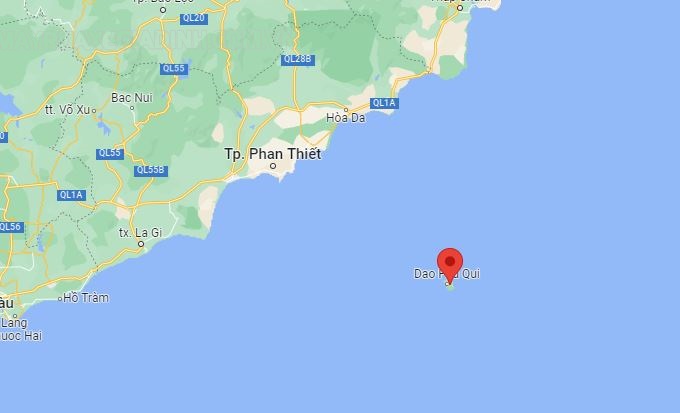 Hình ảnh vị trí đảo Phú Quý trên bản đồ.
